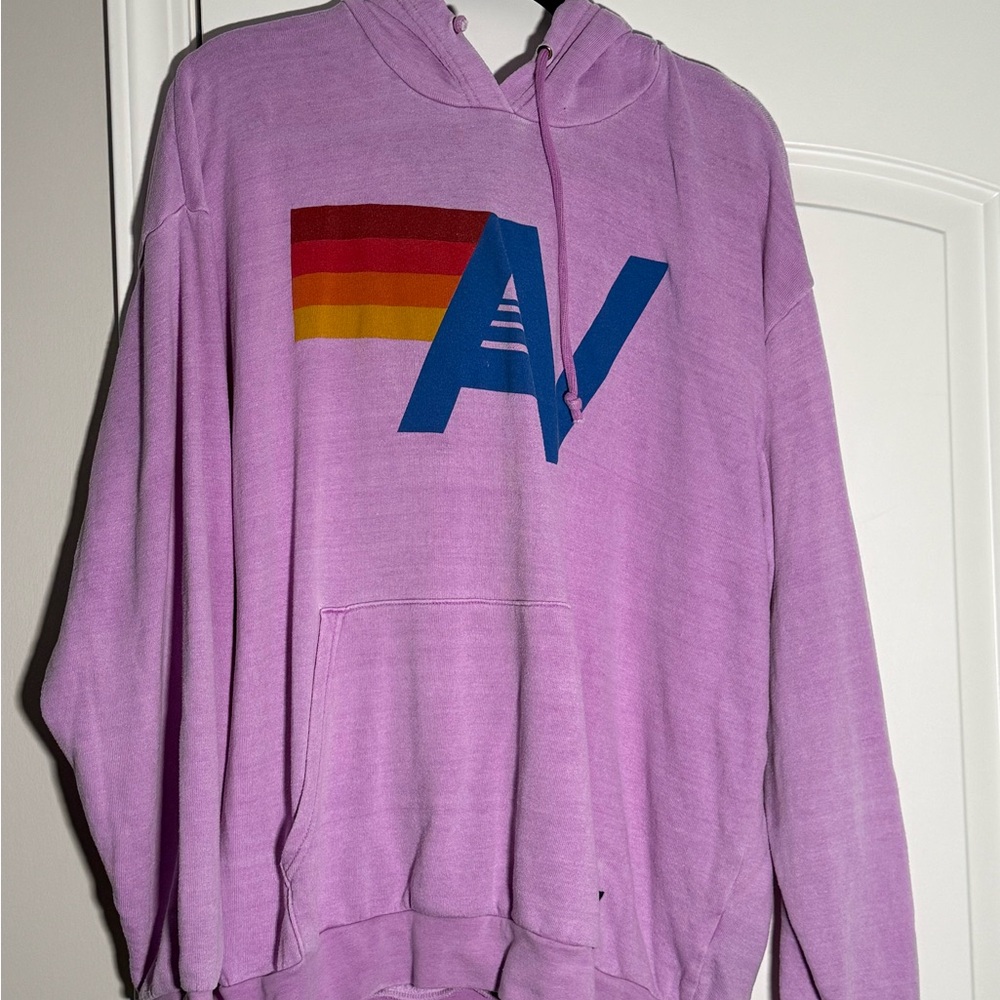2 for 1! Aviator Nation Purple Hoodies with Blue and Red Accents - Picture 3 of 7